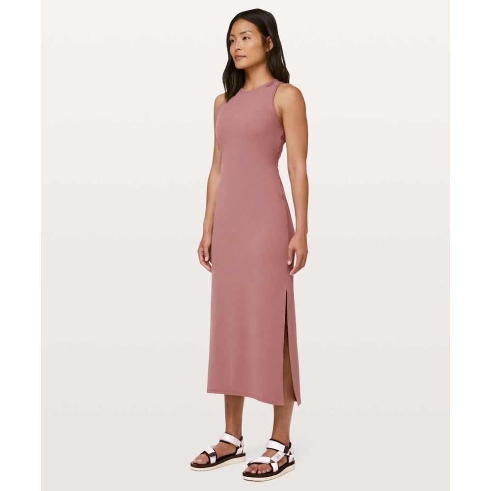 Lululemon Womens 10 Get Going Dress Red Dust Maxi Dress Athleisure Stretch EUC